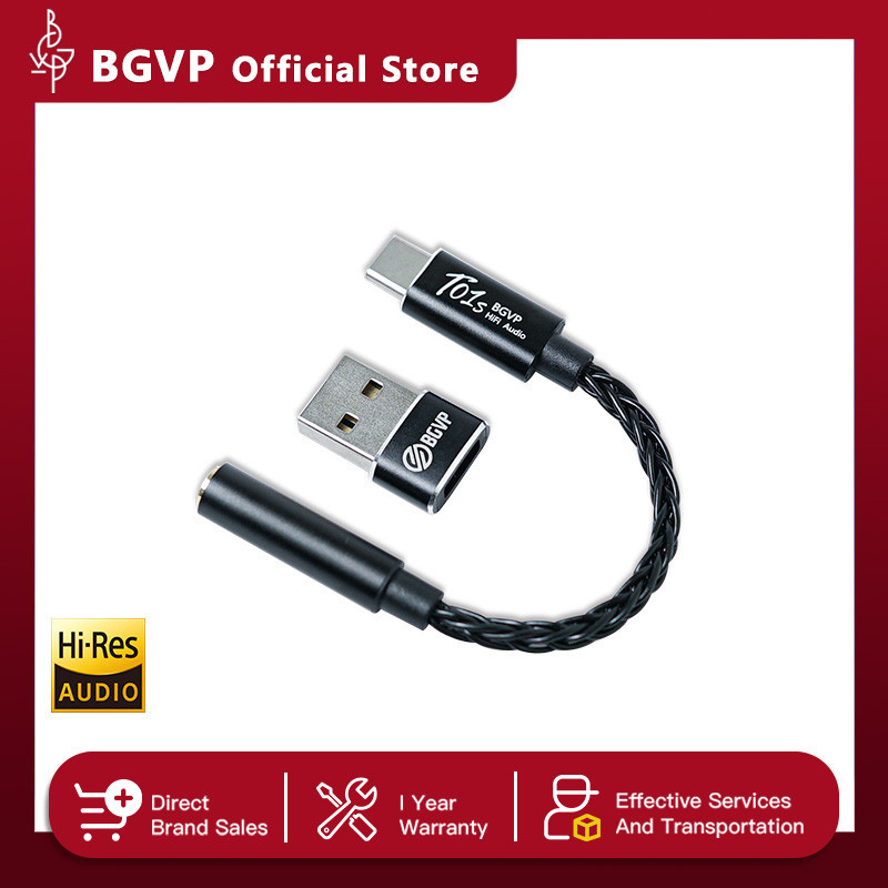 BGVP T01s Dac Decoding Audio HiFi Earphone Amplifier USB TypeC to 2.5/3.5/4.4mm Jack Adapter 32bit