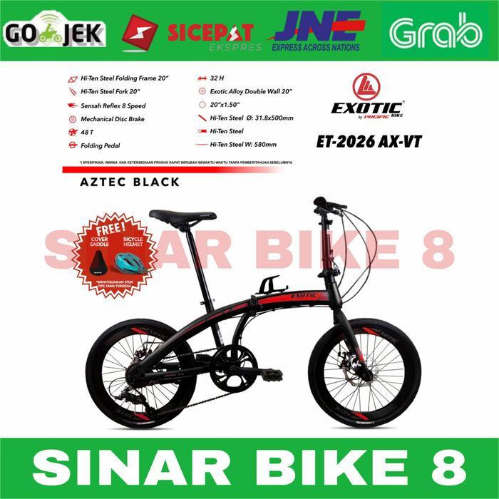 Sepeda Lipat 20 Inch EXOTIC ET -2026 AX -VT 8 Speed Rem Cakram - Aztec Black
