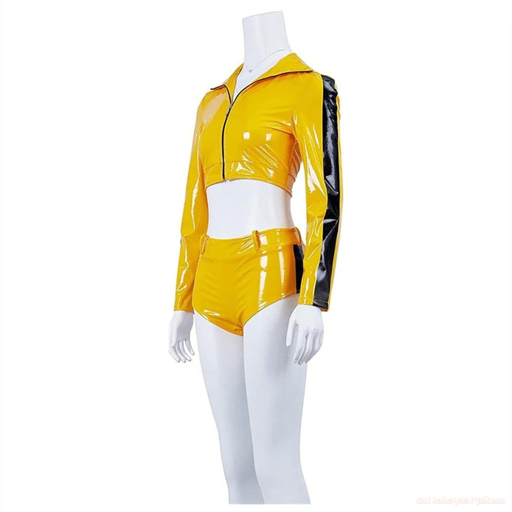 Movie Kill Bill Cosplay Costume Women Leather Top Coat Shorts Suit The Bride Sexy Uniform Halloween