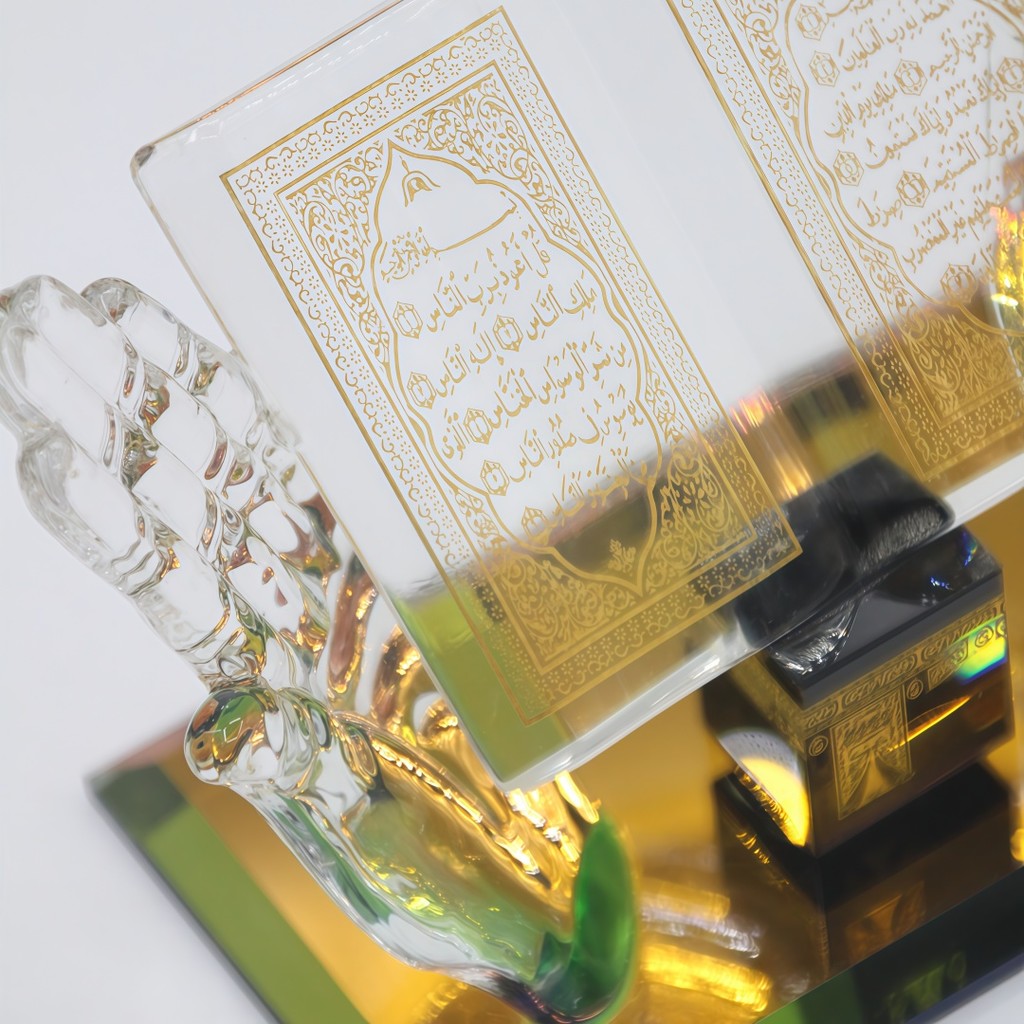 Islamic Decor Model Muslim Crystal Gilded Kaaba Model Architecture Handicraft Crystal Figurines for