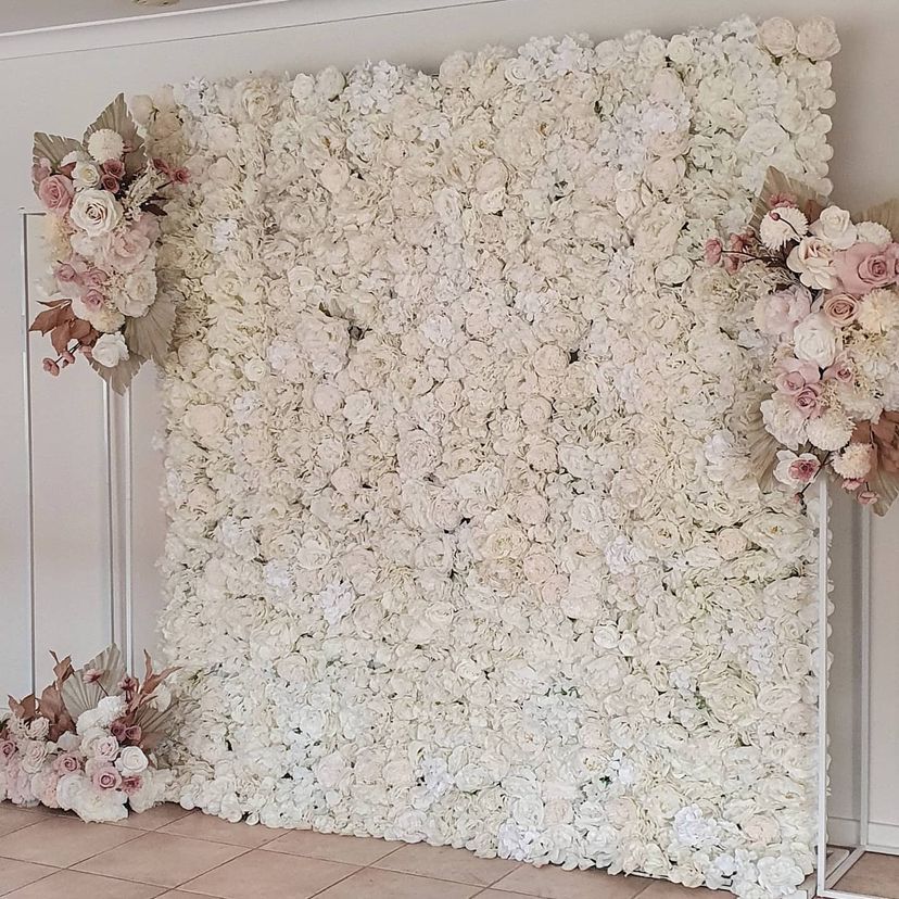 1Piece Artificial Flower Wall Panel 3D Rose Flower Backdrop Faux Roses Wall Party Wedding Backdrop B