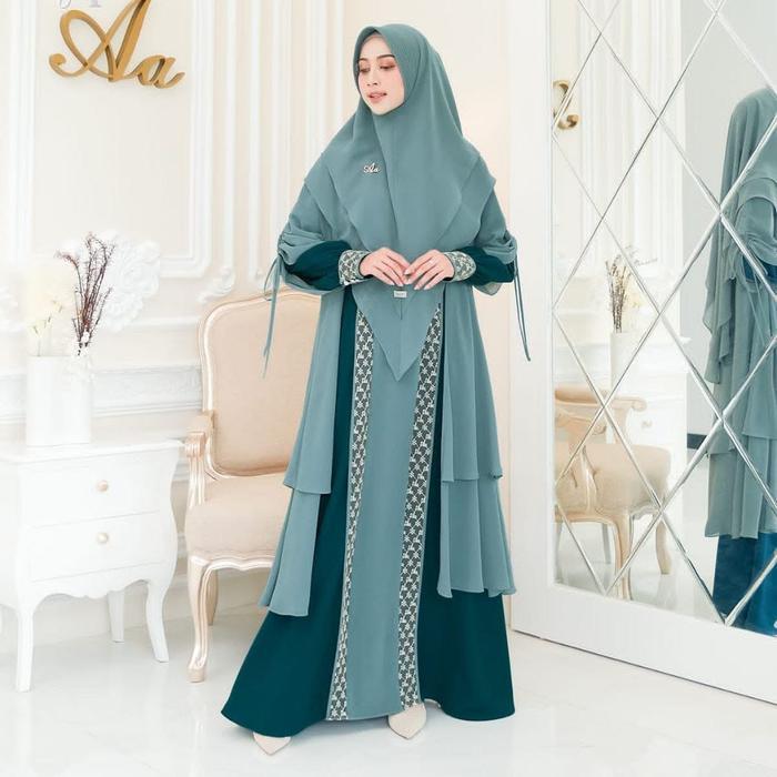 ACROPOLIS OF ATHENA ELIA BLUE BY ADEN SARIMBIT KELUARGA TERBARU 2023 ORlGINAL Muslim Dress - MOM INN