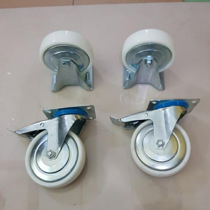 Readyyy Roda Nilon / Roda Gerobak / Roda Troli 5 Inch (2 Rem 2 Mati) 1 Set