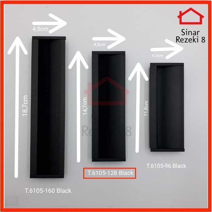 Tarikan Tanam/ Handle Geser/ Tarikan Pintu Sliding T.6105-128 Black .