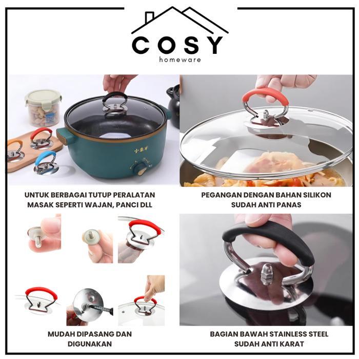 COSY Kenop Knop Silicon Pegangan Gagang Tutup Panci Anti Panas Tutupan Panci Stainless Baja