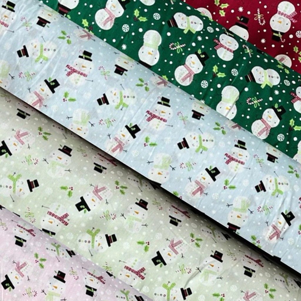 Kain Katun Jepang Christmas Snowman Limited Edition Original – Motif Natal Snowman Klasik Meteran 1 