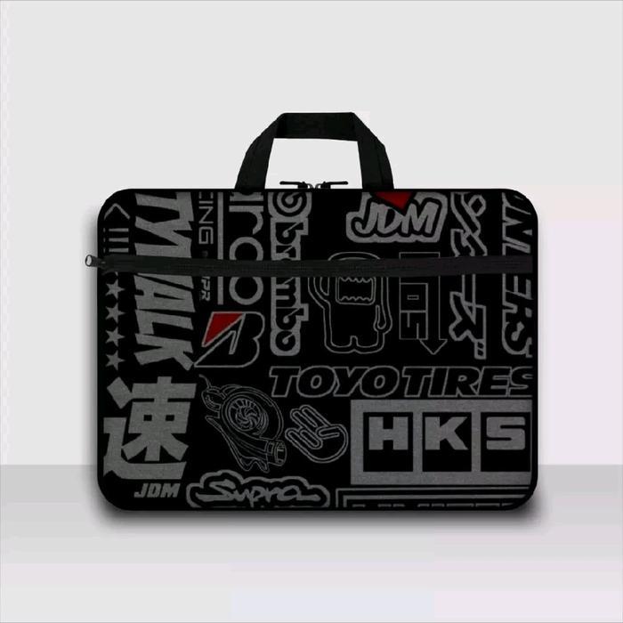 Tas Laptop Wanita/Pria 14 Inch Motif Printing Gaya Sekolah/Kerja Model Jinjing Wterproof Tas Laptop