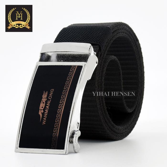 [Y&H] IKAT PINGGANG PRIA NYLON CANVAS KEPALA BESI MODEL RELL -YH334