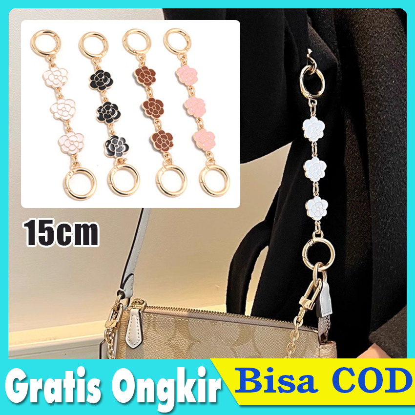 Bag Chain Extender (Bunga Camelia) Strap Extender Tas Chain Adjuster Connector Bag Chain Rantai