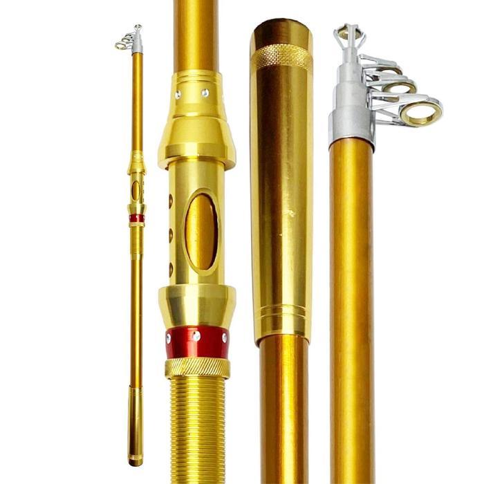 Ready - Joran Laut Antena Joran Pancing Portable Teleskopik Gold Metal Real Seat Premium Kuat Dan