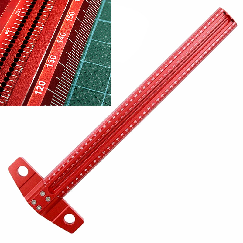 Precision Marking T-Ruler Aluminum Alloy Woodworking Scribe Marking Gauge Deluxe Crossed-out Hole Sc
