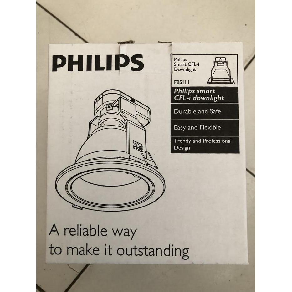 "New" Downlight philips fbs111 c max 15w e27 list putih white 4 inch