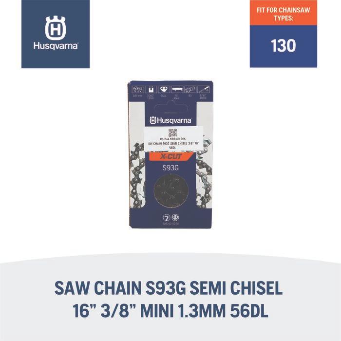 terbaru SAW CHAIN S93G SEMI CHISEL 16" 3/8"MINI 1.3 mm 56DL/ RANTAI GERGAJI MESIN X-CUT S93G SEMI