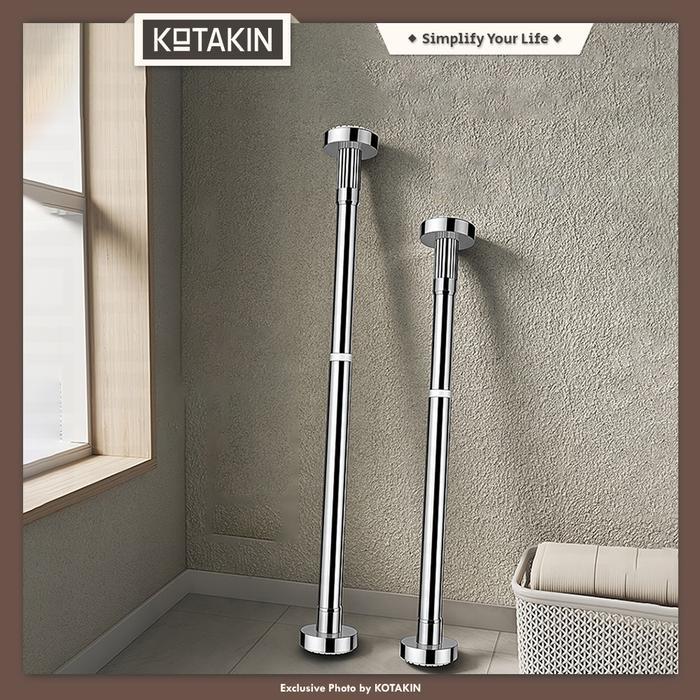 KOTAKIN Tiang Gorden Fleksibel Jemuran Baju Tiang Portable Besi Stainless Steel Rel Hordeng
