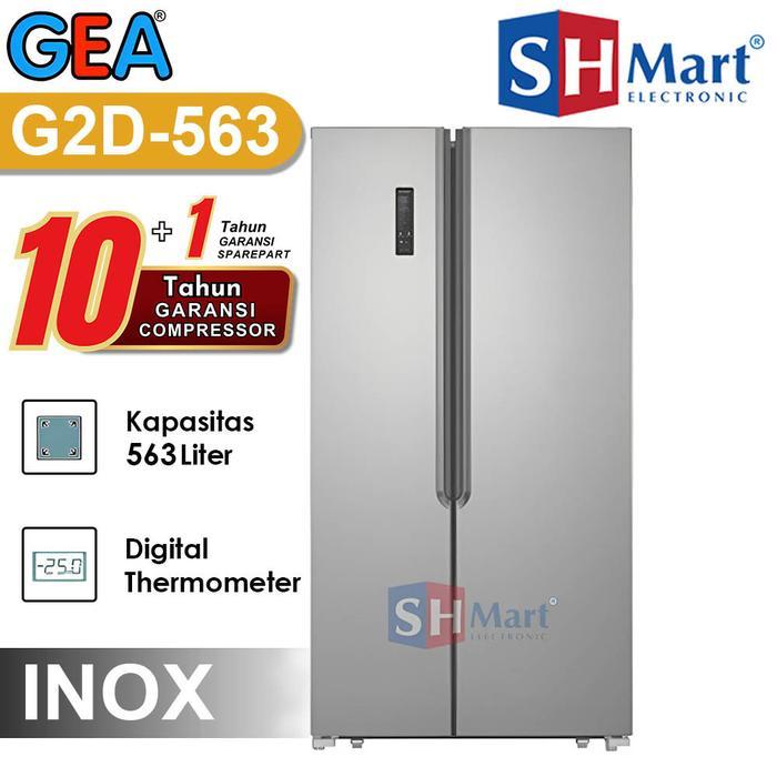 KULKAS 2 PINTU SIDE BY SIDE GEA G2D-563 INOX INVERTER (KHUSUS MEDAN) - Inox
