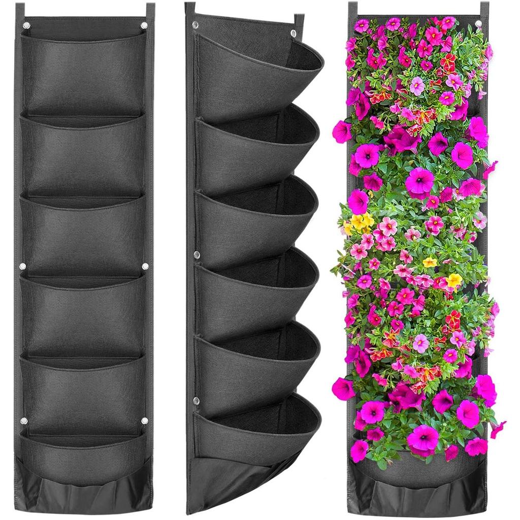 Pockets Vertical Hanging Garden Planter Flower Pots Grow Bags Hanging Wall Planting Bag Flower Growi