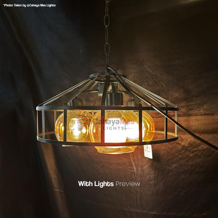 Lampu Hias Gantung Kaca Cafe/Dapur/Ruang Makan Industrial Vintage Retro Hitam FULLSET