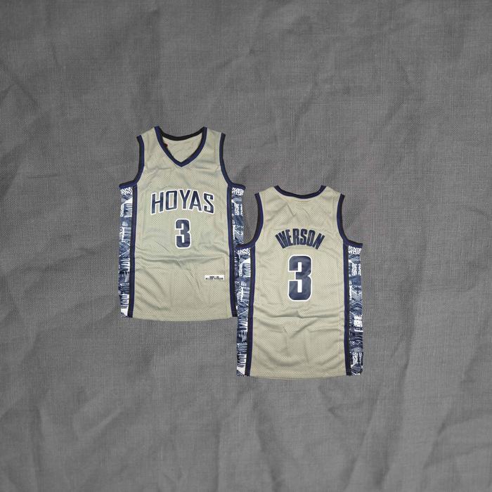 HOT SALE BORDIR Baju Jersey Basket Retro Allen Iverson Georgetown Hoyas Grey
