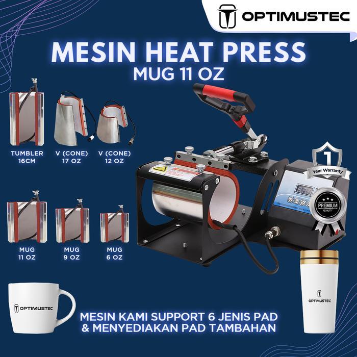 OPTIMUSTEC Mesin Press Sablon Tumbler / Mug 11 Oz Gelas - Premium Digital Mug Heat Press Sablon