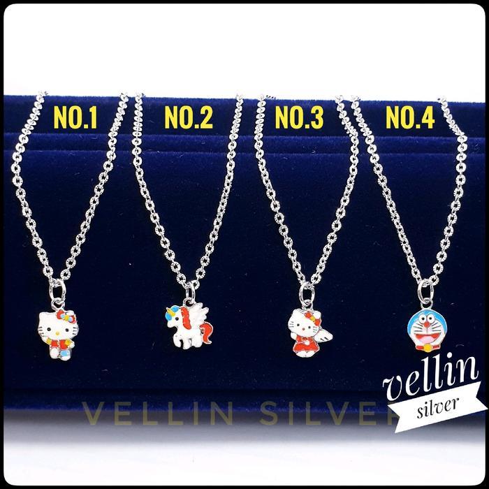 Kalung Perak Anak Nori Ukir & Liontin Karakter Silver 925 Asli - Kalung Liontin Anak Perak 925