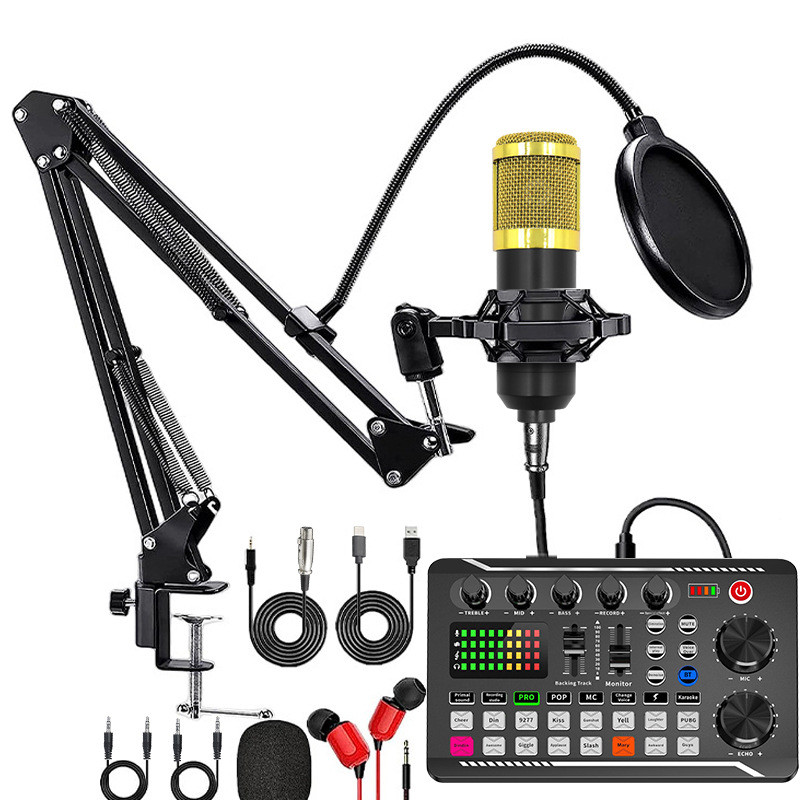 V8S sound card English podcast equipment set BM800 Condenser microphone F998 Karaoke Podcast