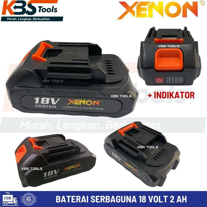 Baterai Bor 18 Volt 2 Ah Xenon Baterai Duduk Cordless Multifungsi + Indikator 18V