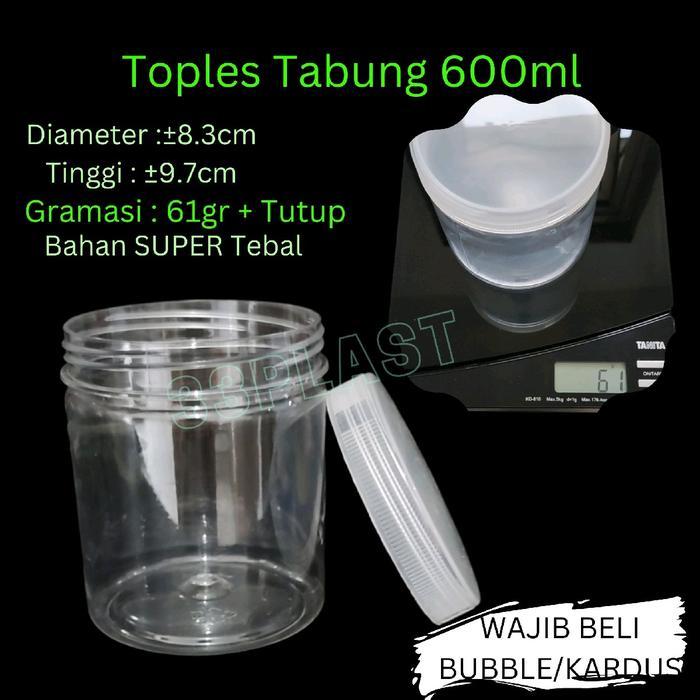 Ready Toples Tabung Plastik 500Ml / 600Ml 10Pc Toples Silinder Toples Nastar