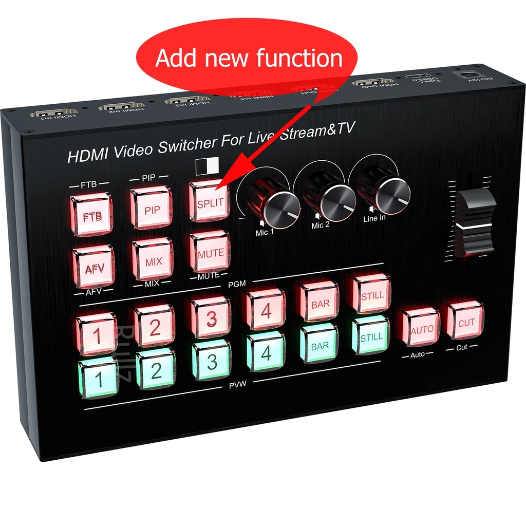 Multi Camera 4 Channel HDMI Video Mixer Switcher Video Capture 1080p60 Live Streaming PGM Seamless