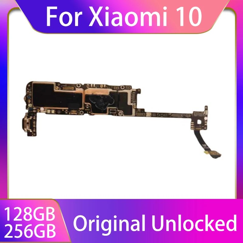 100% Original Mainboard For Xiaomi 10 5G Mi10 5G Motherboard 128GB 256GB Unlocked Global MIUI System
