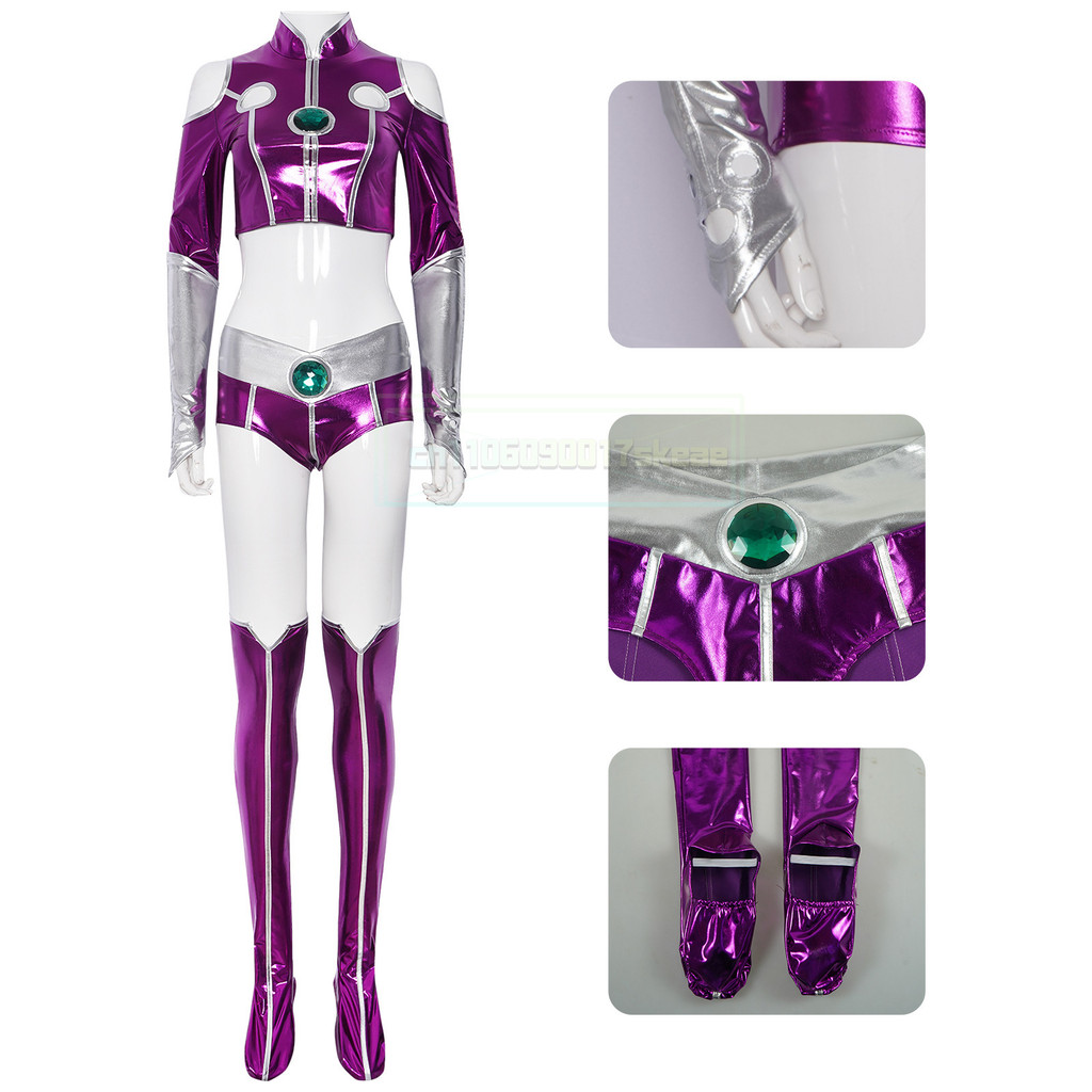 Anime Tteen Ttitan Starfire Cosplay Costume Sexy Spandex Zzzentai Purple Women Halloween Cosplay