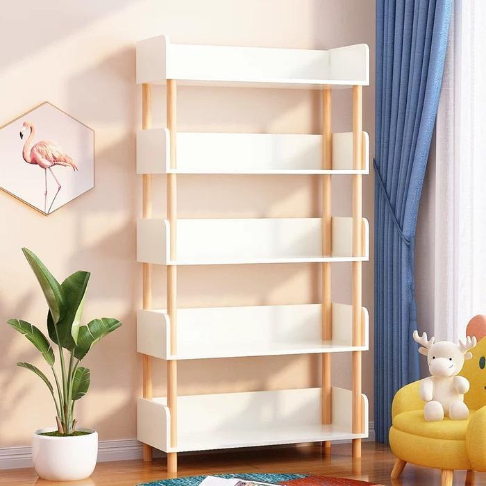 RM-Rak Buku Minimalis 6 Tingkat Rak Makanan Ringan Lemari Buku Kayu Rak Buku Minimalis Kayu