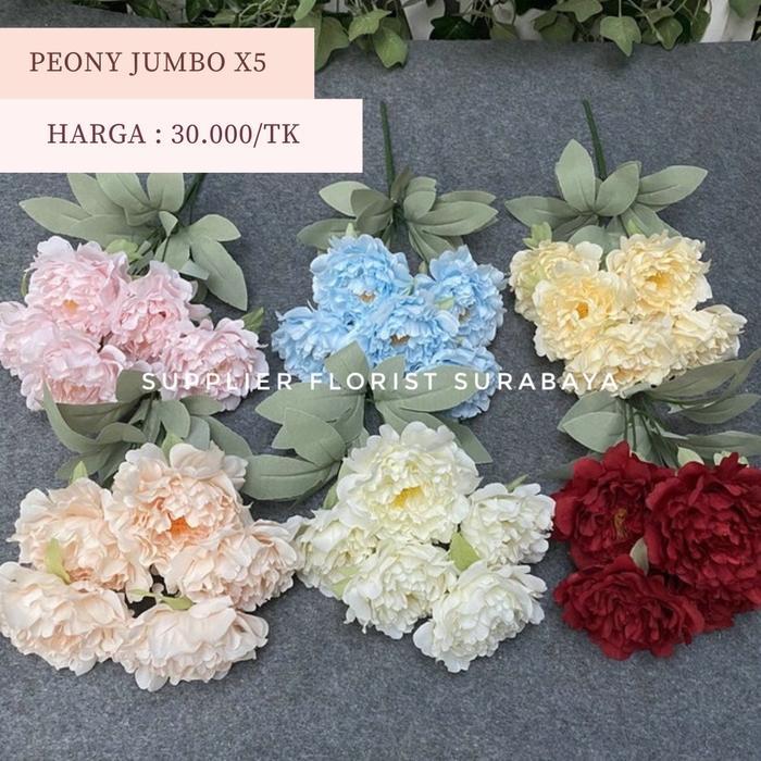 SFS - [PEONY JUMBO X5] BUNGA PALSU PEONY BESAR MEKAR RUMBAI ARTIFICIAL FLOWER BUNGA TANGAN HAND