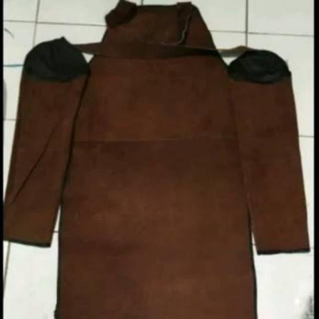 Apron Dada Kulit Welding Apron Las Kulit Set Dada + Lengan Coklat