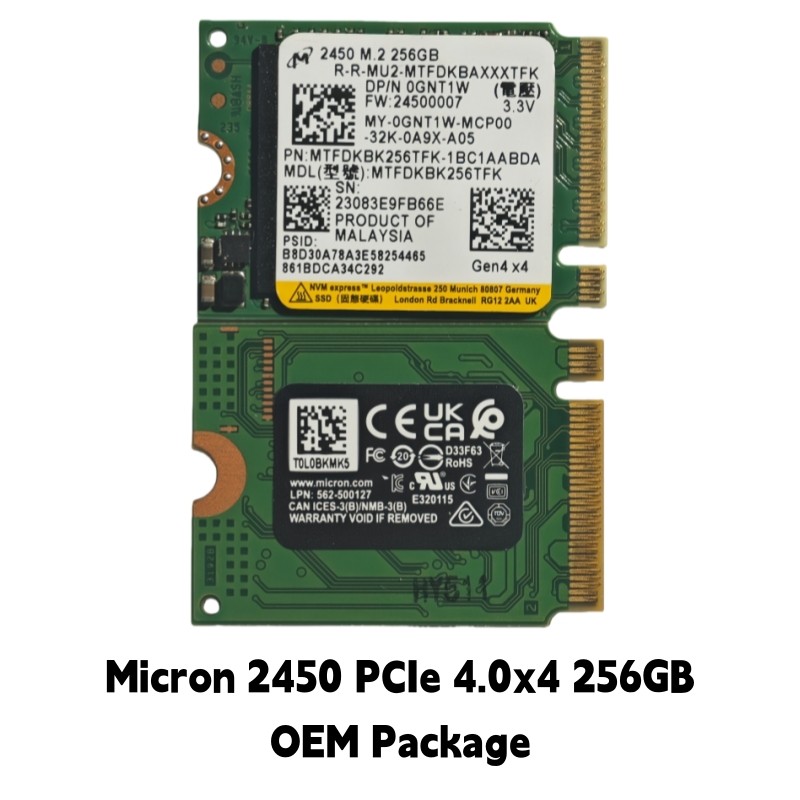 Crucial P310 1TB 2TB & Micron 2450/2550 256GB PCIe Gen4x4 NVMe M.2 2230 SSD - Internal Solid State