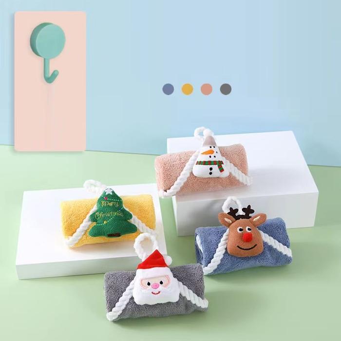 Kain Lap Handuk Tangan Hand Towel Serbet Gantung Natal Microfibre