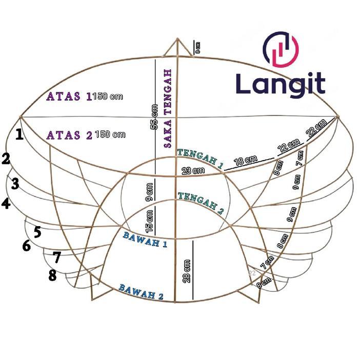 Kerangka Layangan Ram raman 1,5 meter / 150 cm / Arku layangan ram raman