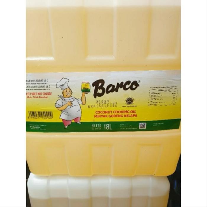 Minyak Goreng BARCO 18 Liter Jerigen - Minyak Nabati Kelapa Terbaik - Bahan, Coconut