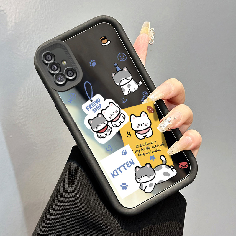 Casing Hp Samsung Galaxy A51 M40s Case Casing Sticker Anjing Pola Kasus cermin tangga Kasus ponsel H