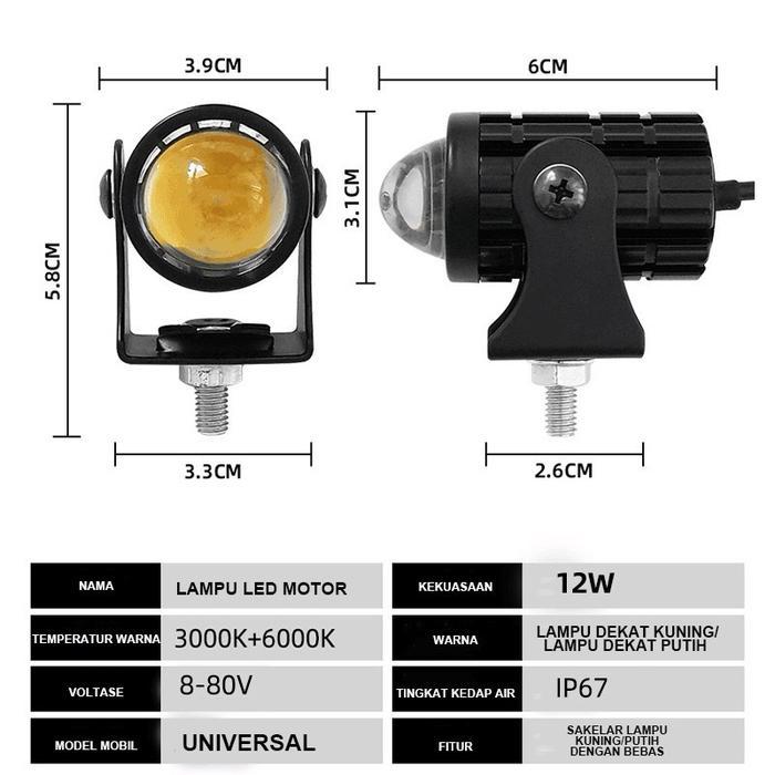 Cod Lampu Sorot Led Laser/Mini D2 Laser Gun/Lampu Tembak Sorot Kuning Putih Motorcycle
