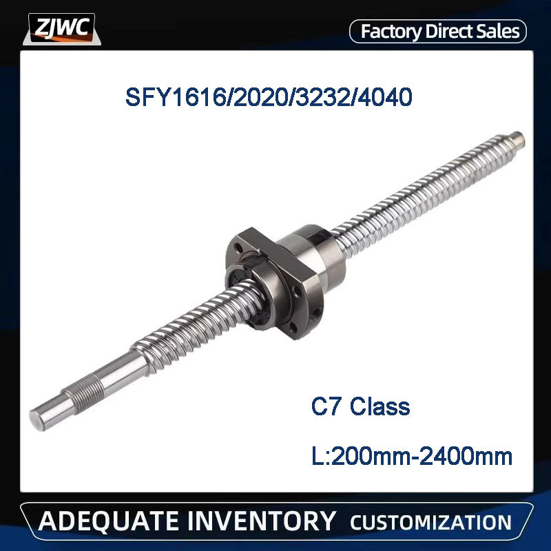 1PC SFY1616 SFY2020 SFY2525 SFY3232 Diameter 16/20/25/32MM 200-2400mm+Single High-Speed Ball Nut SFY