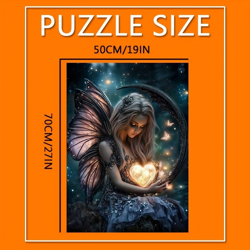 1000pcs Enchanted Fairy with Glowing Heart & Butterflies Jigsaw Puzzle - Mystical Night Forest Scene