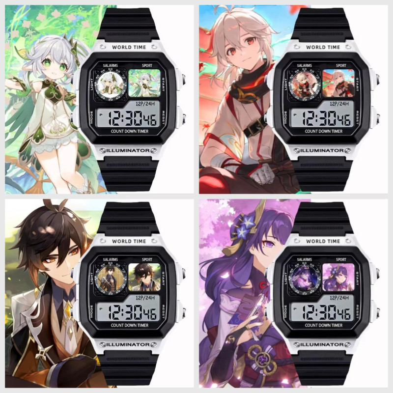 Genshin Impact Waterproof Electronic Watch Anime Peripheral Nahida Furina Kazuha Zhongli Fashion