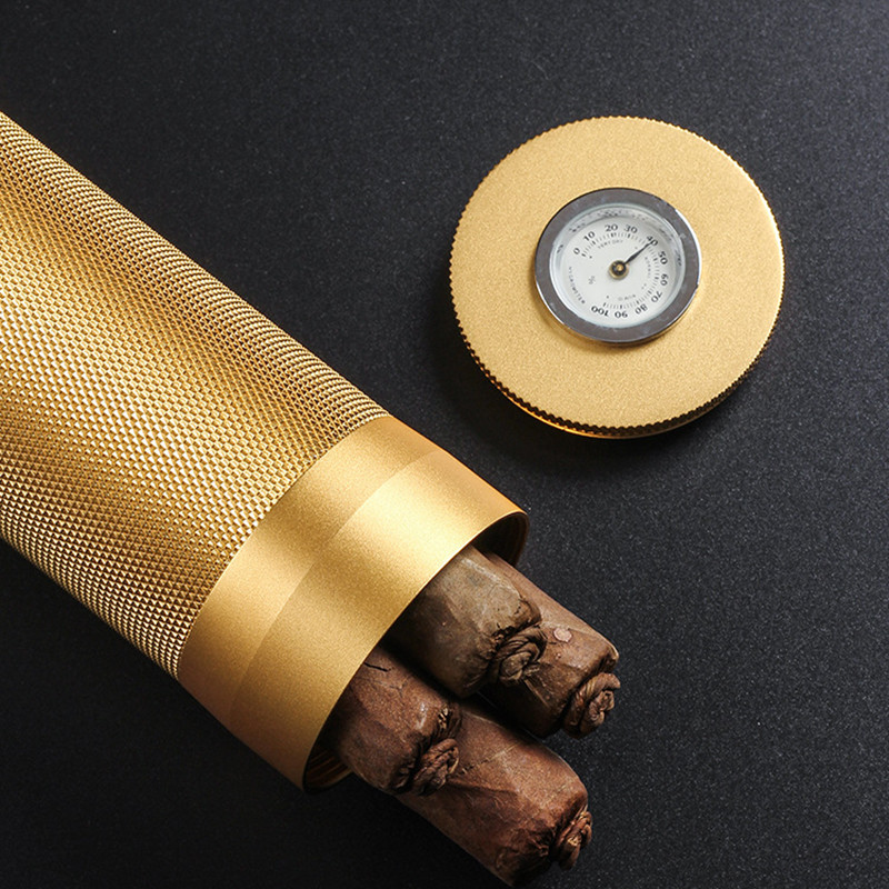 2022 Cigar Tube Humidor Gadgets Travel Aluminium Alloy Cigar Accessories Portable Jar Metal W/ Humid