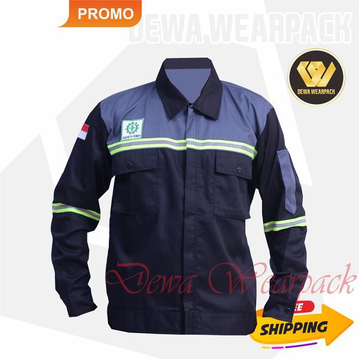 Wearpack Safety Baju Bengkel Atasan Warna Hitam Abu