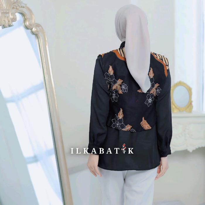 Ilkabatik Nadine Kemeja Vest Batik Rompi Belah Samping Outer Atasan Wanita Baju Casual Katun Premium