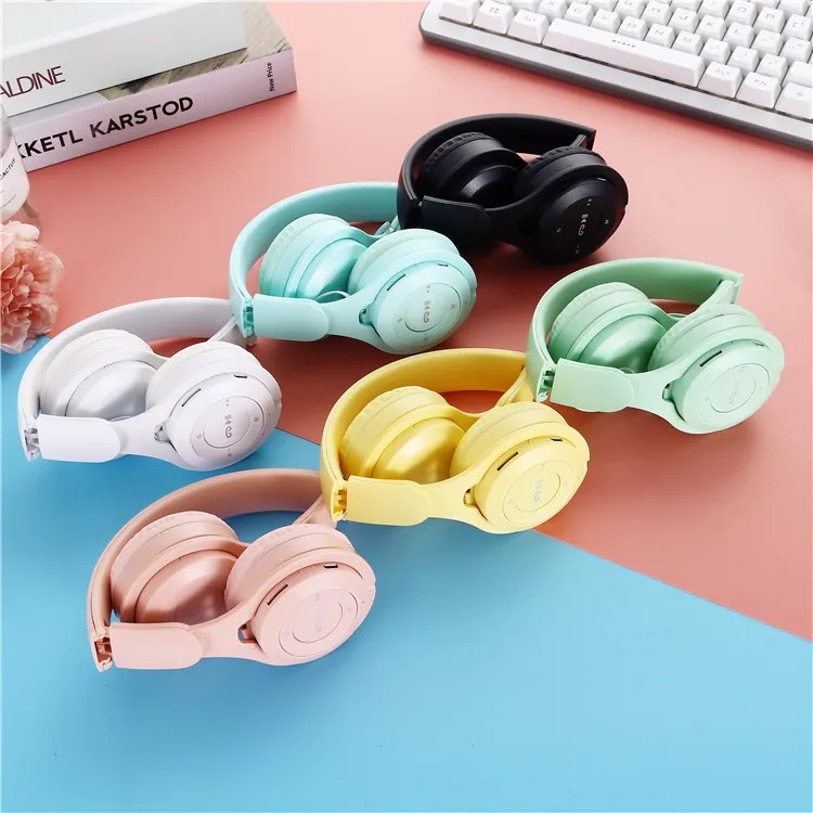 Y08 Macaron Wireless Bluetooth Headband Headphones with Mic Stereo Gaming Headset Gamer Girl Gift
