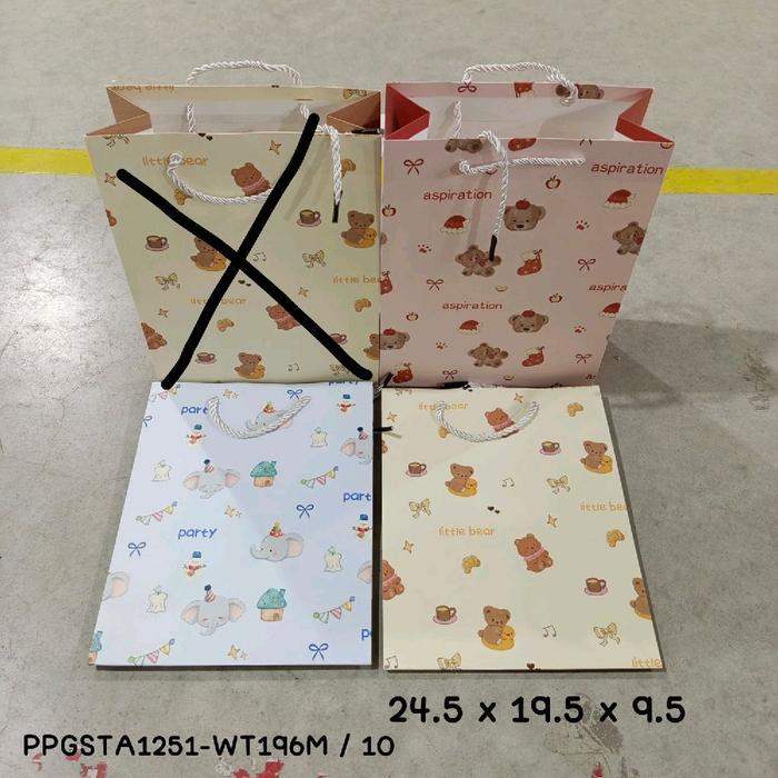 (12 Pcs) Paper Bag Size M / Paper Bag Isi 12Pcs 4Motif & 4 Warna Tbk