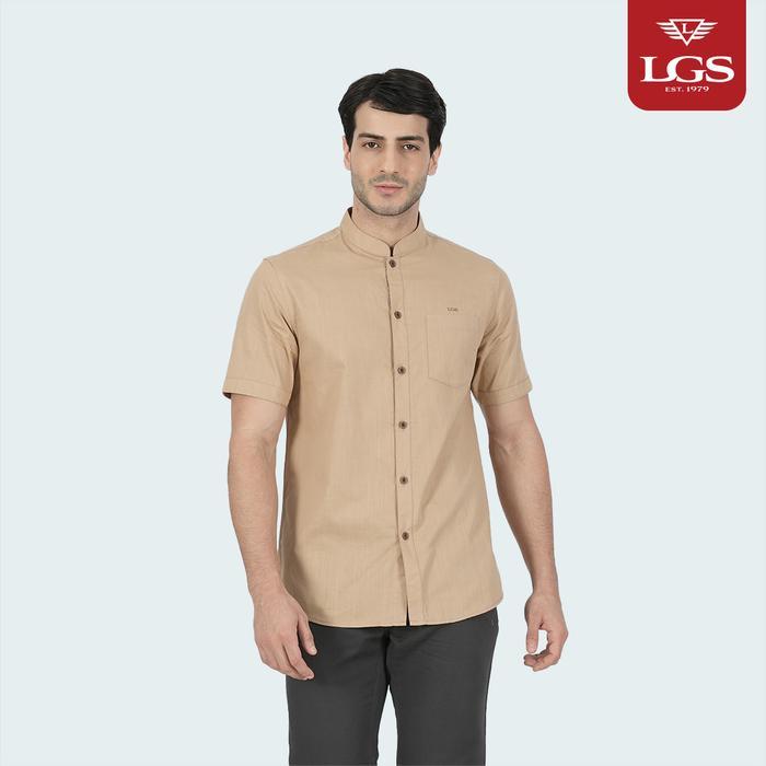 Lgs - Darius Koko Collection - Kemeja Casual Pria - Lengan Pendek - Motif Polos - Baju Koko - Slim