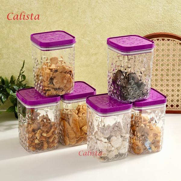 Ready 1 Dus Toples Kristal Lily Isi 6 Tanpa Nampan// Toples Kue Kering Lebaran Tutup Seal// Toples