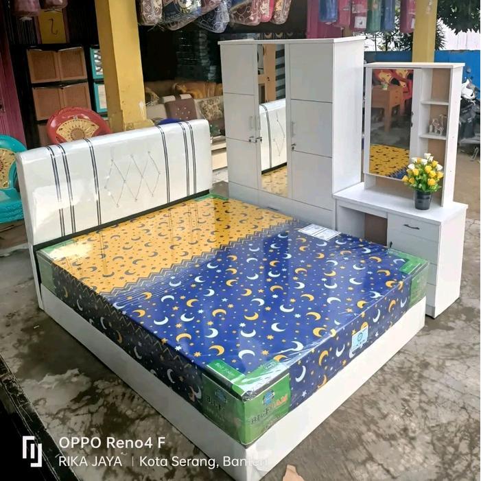 kamar set paket serahan best seller "lemari +meja rias + kasur + dipan ukuran no 2/160x 200 cm bonus